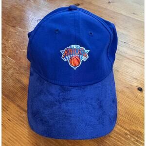 New Era 9Twenty New York KNICKS Basketball Cap Blue Suede-ed Strapback Hat RARE